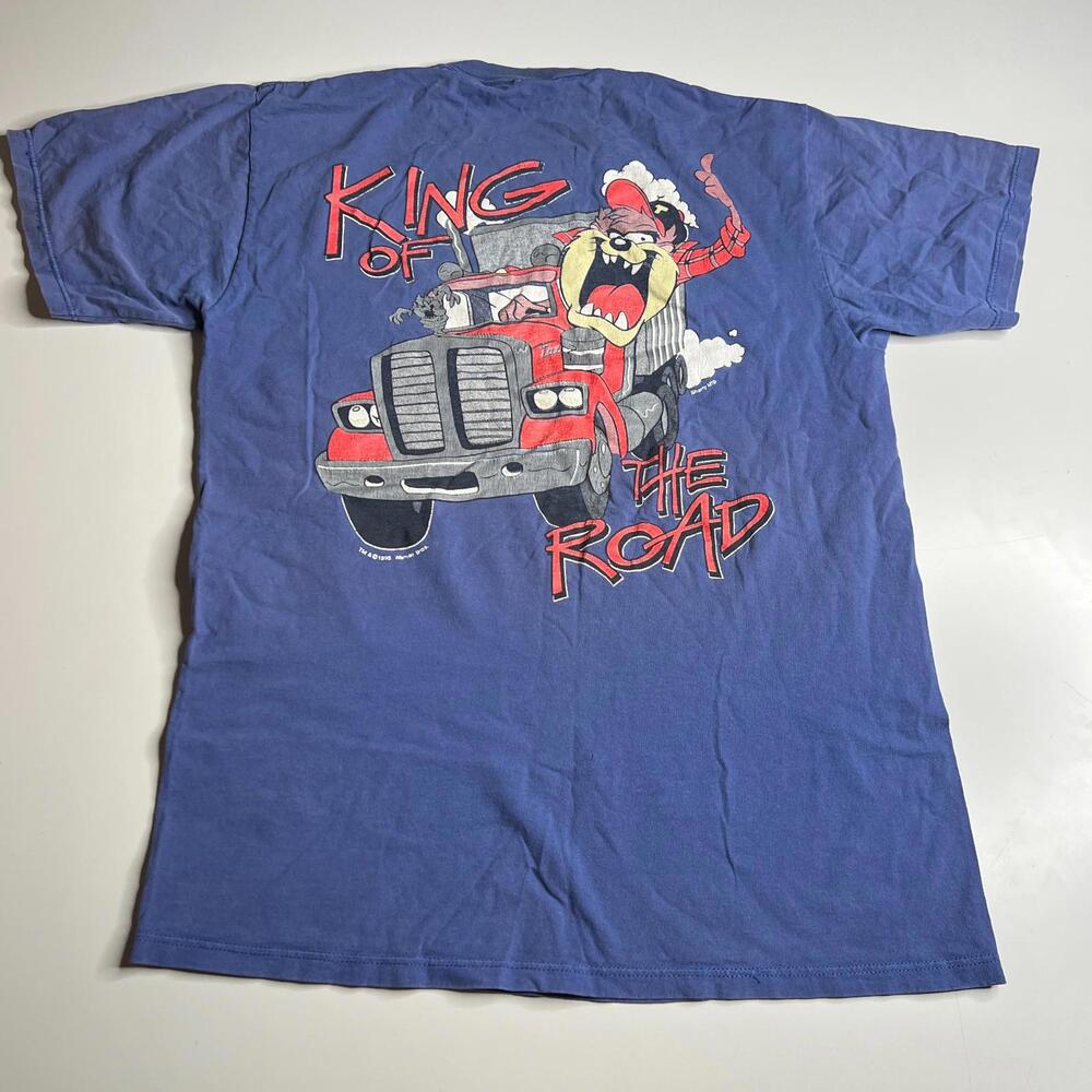 Vintage 1995 Looney Tunes Taz King of the Road Trucker T-Shirt L USA Sherry’s Be